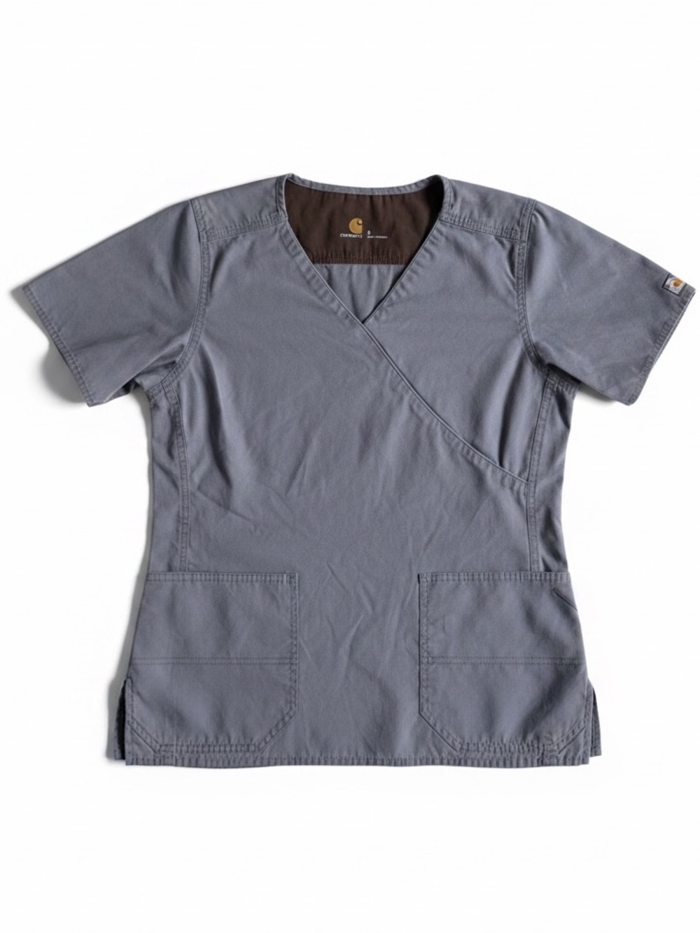 Carhartt Gray Scrub Top V Neck Utility Workwear Medical Uniform Nurse Size Small